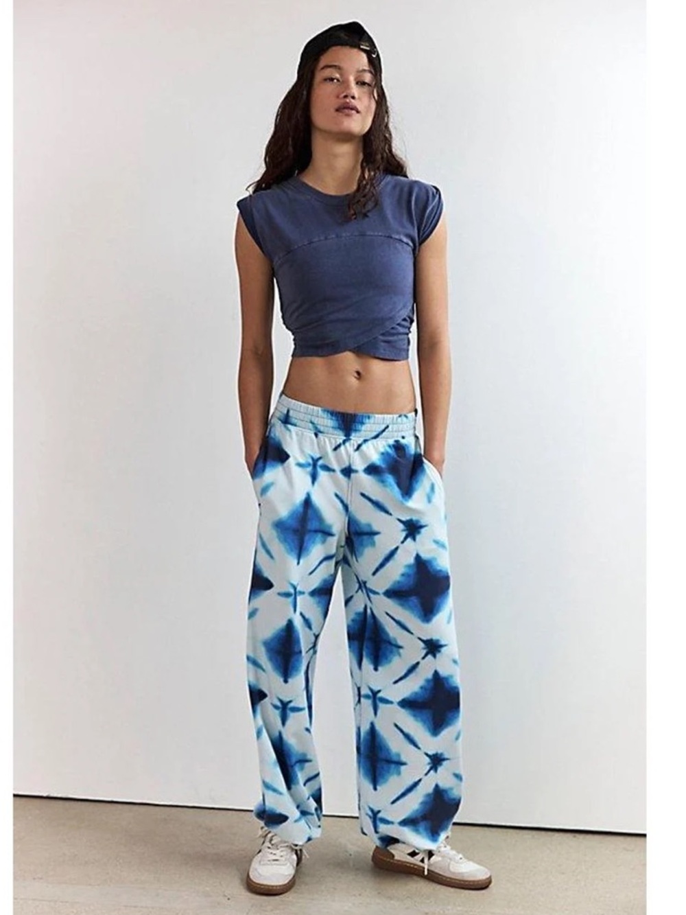 Free People FP Movement Hot Shot Crossover Set in the Shibori Navy Combo tie-dye